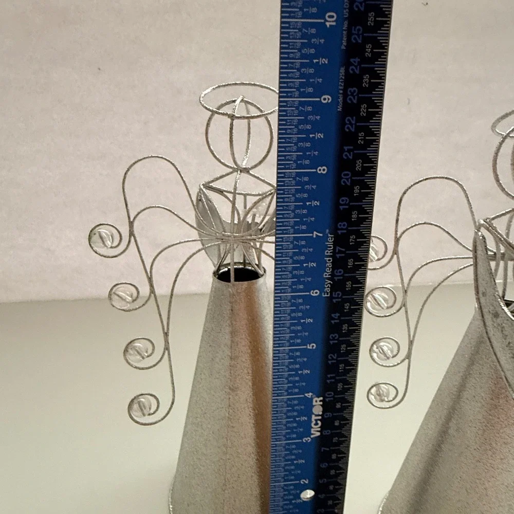 Pier 1 Metal Angel Figurines Silver Wire Accent Christmas Holiday Decor Set of 2